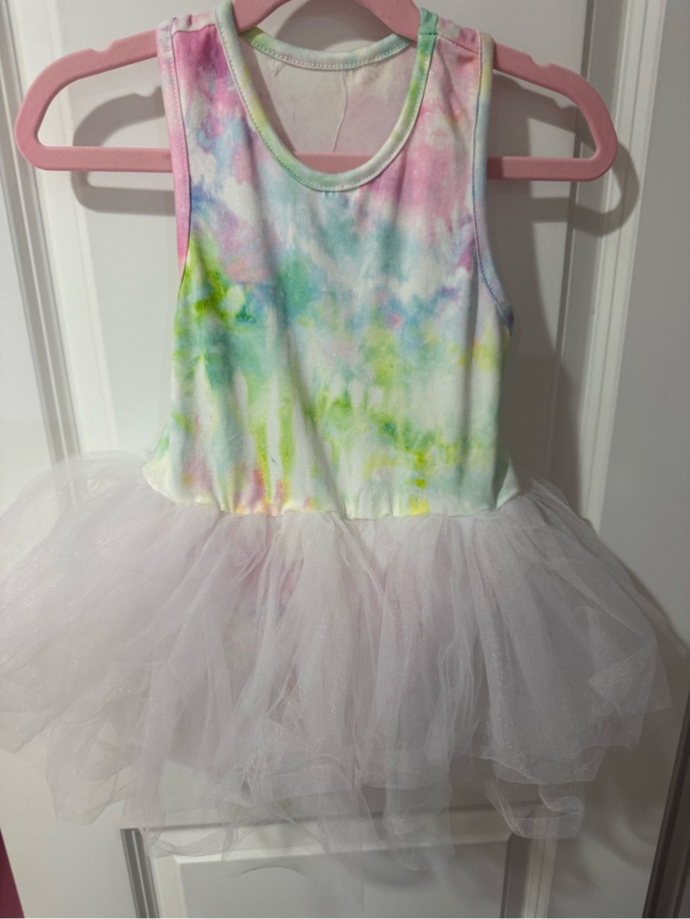 🌈 iloveplum Tie Dye Tank Tulle Tutu Dress Pastel Rainbow Toddler Leotard✨